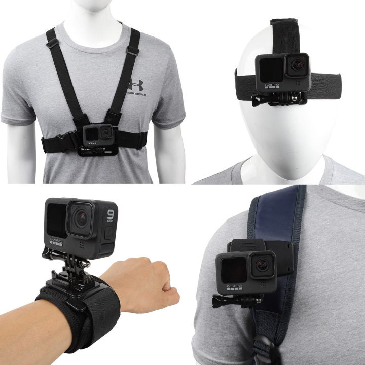 Accessories Kit for Insta360 One X3/X2/X, One R, X and GoPro Hero 9,New  Quick Release Head Strap Mount + Chest Mount Harness + Backpack Clip Holder  +
