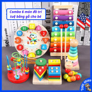 Đồ chơi thông minh cho trẻ em, trẻ con Combo 6 món đồ chơi gỗ an toàn cho