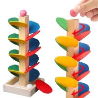 Wooden Montessori Baby Petal Tree Building Blocks Toy Preschool Childrens Rainbow Ball Run Track Educational Toy For Kids Gifts Wooden Toys