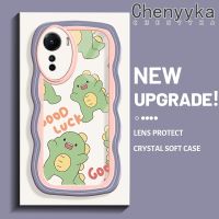 เคส Chenyyka สำหรับ Vivo Y16 Y35 5G Y56 5G เคสโชคดีลายไดโนเสาร์ลายคลื่นกันกระแทกแบบใสนิ่มเคสมือถือโปร่งใสลายกล้องถ่ายรูปที่สร้างสรรค์ซิลิกาเจลฝาครอบป้องกัน