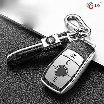 npuh For Mercedes Benz E Class 2018 2019 Keyless Remote Fob Cover Keychain Protector Bag Accessory PU TPU Car Key Case