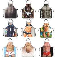 【jw】✘☾▪ Muscle Man Woman Aprons for Xmas Decoration Personality Couple Gifts