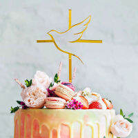 Baptism First Communion ตกแต่งเค้ก Peace Dove เค้ก Topper Christening อะคริลิค Peace &amp; Love Party อุปกรณ์ตกแต่งเค้ก-ranguaexeng