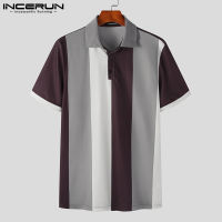 Medussa INCERUN เสื้อโปโลเสื้อแขนสั้นสำหรับผู้ชาย (สไตล์เกาหลี)