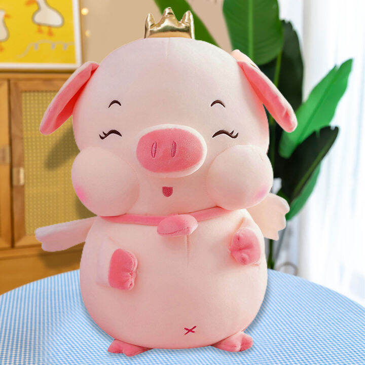 ตุ๊กตาหนานุ่มหมูน่ารักสีชมพูมงกุฎตุ๊กตาหมูนางฟ้า-plushie-สหายผ่อนคลายหมอนตุ๊กตาสัตว์ตุ๊กตาของขวัญวันเกิดตุ๊กตาเด็ก