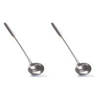 2X Soup Ladle, Wok Spatula,the Longer Handle Shovel Spoon Rustproof, Heat Resistance, Integral Forming Durable Stainless