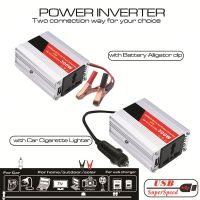 อะแดปเตอร์แปลงอินเวอร์เตอร์ไฟฟ้าในรถยนต์300W DC 12V เป็น AC 220V พร้อมที่หนีบแบตเตอรี่ที่เหมาะสำหรับ Peralatan Rumah Tangga กลางแจ้ง