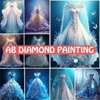 AB Wedding Dress Diamond Painting 2023 New Full Round Drill Home Decor Diamond Mosaic Cross Stitch Fantasy Picture Embroidery