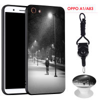 มาใหม่ล่าสุดเคสซิลิโคนนิ่มสำหรับ A1 OPPO/A83เคสโทรศัพท์มีลวดลายและเชือกแบบเดียวกันสำหรับ OPPO ขาตั้งโทรศัพท์