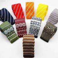 Classic Men 39;s Retro Fashion Pattern Flat-Headed Knitted Tie 5.5 CM Thin Tie Tight Knitting Designer Cravat