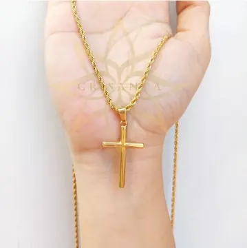 14k 18k Gold Sideways Cross Necklace, Solid Plain Gold Side Cross Necklace,  Real Gold Sideways Vertical Cross Necklace is a Gift for Her. - Etsy