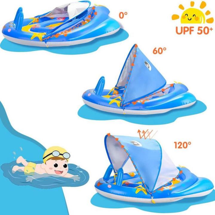 toddler-swimming-float-sun-protection-inflatable-swim-float-with-removable-canopy-swim-training-ring-for-kids-indoor-outdoor-pools-bathtubs-dependable