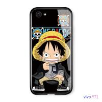 เคสมือถือเคสโทรศัพท์เคส Vivo Y71 เคสโทรศัพท์หรูหรา Soft EDGE อะนิเมะ OnePiece Luffy Glossy ปลอกกระจกเทมเปอร์กันกระแทกฝาหลังกรณี