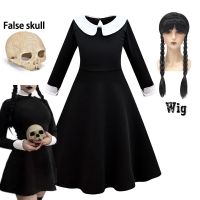 Wednesday Cosplay Costumes for Girls 2023 Movie Wednesday Gothic Black Dress Halloween Carnival Party Dress Up for Kids 3-12 Yrs