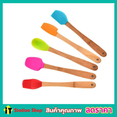 Silicone squeegee 5 ชิ้น ไม้พายซิลิโคน ชุดไม้พายทำขนม ไม้พายทำขนม ไม้พายครีม ไม้พายกวนขนม ชุดไม้พาย ชุดไม้พาย แปรง แบบซิลิโคน 1 ชุดมี 5 แปรง