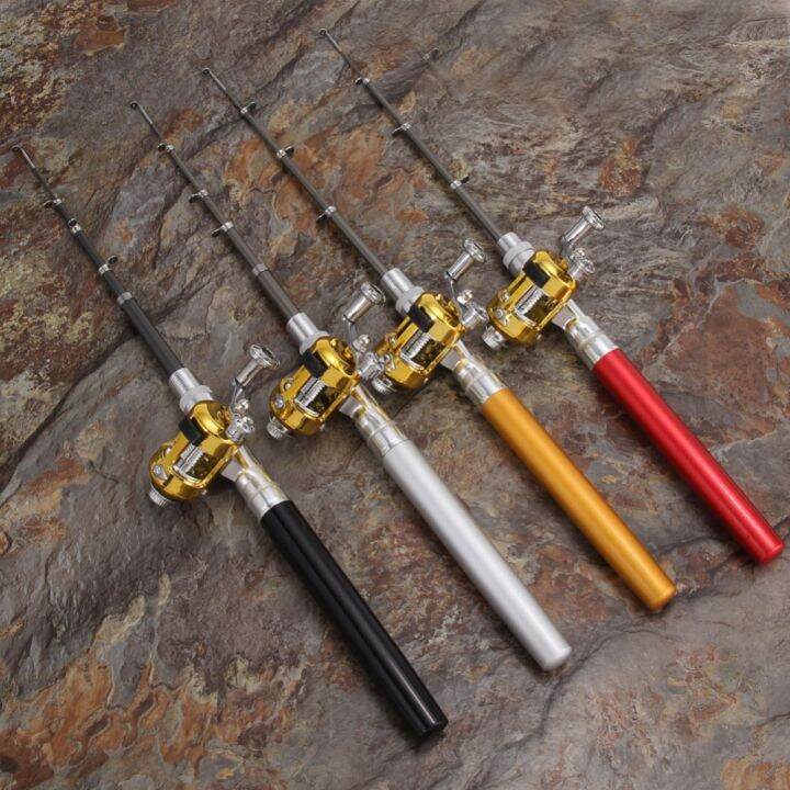 1/5pcs Mini Portable Pocket Fish Pen Aluminum Alloy Fishing Rod Pole Reel Combos Lazada PH