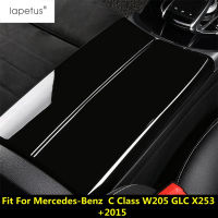 ที่เท้าแขนกล่องเก็บภาชนะแผงตกแต่งปกตัดสำหรับ -Benz C คลาส W205 GLC X253 2015 - 2021 ABS อุปกรณ์เสริม