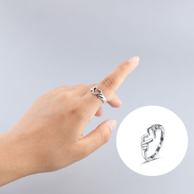แหวนโรแมนติกรูปหัวใจ1ชิ้นสัญลักษณ์ความรักรูปทรงเรขาคณิตขายส่งเครื่องประดับแหวนแฟชั่นคู่แหวนแต่งงาน