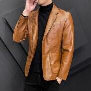 Người đàn ông Áo khoác blazer lần lượt cổ áo nhồi lông ôm vừa Áo khoác da