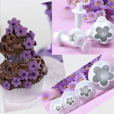 【❖New Hot❖】 congbiwu03033736 ที่กดรูปดอกไม้พลัม4ชิ้น/เซ็ตตัดแม่พิมพ์ฟองดอง Sugarcraft อุปกรณ์ทำเค้กแต่งหน้าเค้กเครื่องมือตกแต่งแม่พิมพ์ทำขนมอบ