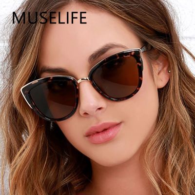 MUSELIFE แว่นกันแดดทรงแคทอายผู้หญิงวินเทจกระจกไล่สีแว่นกันแดดผู้หญิง UV400แว่นตาผู้หญิงดวงอาทิตย์