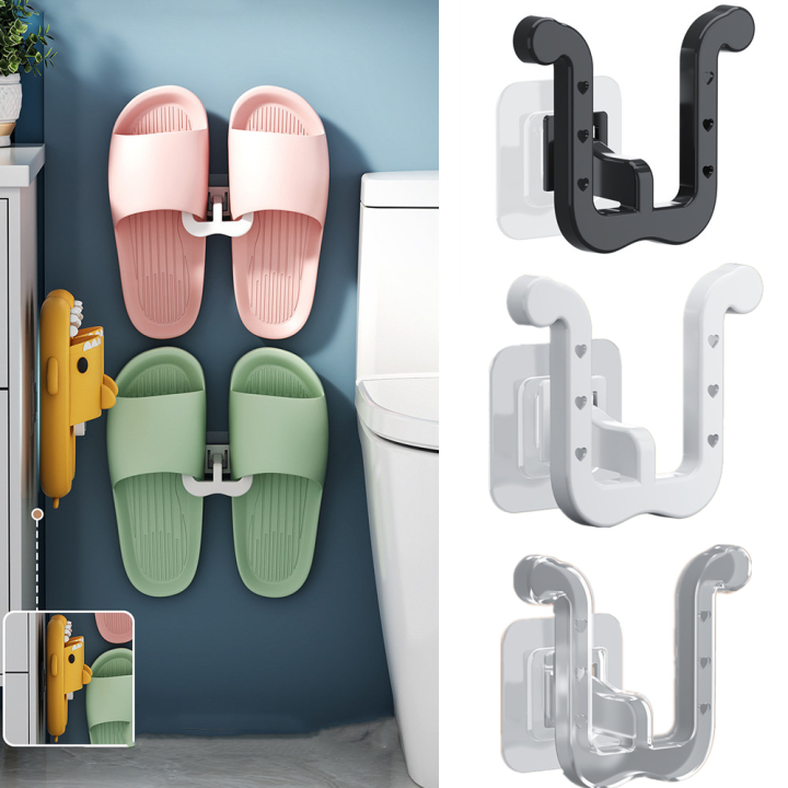 non-slip-drying-simple-mounted-slippers-rack-bathroom-storage-shoe-hook