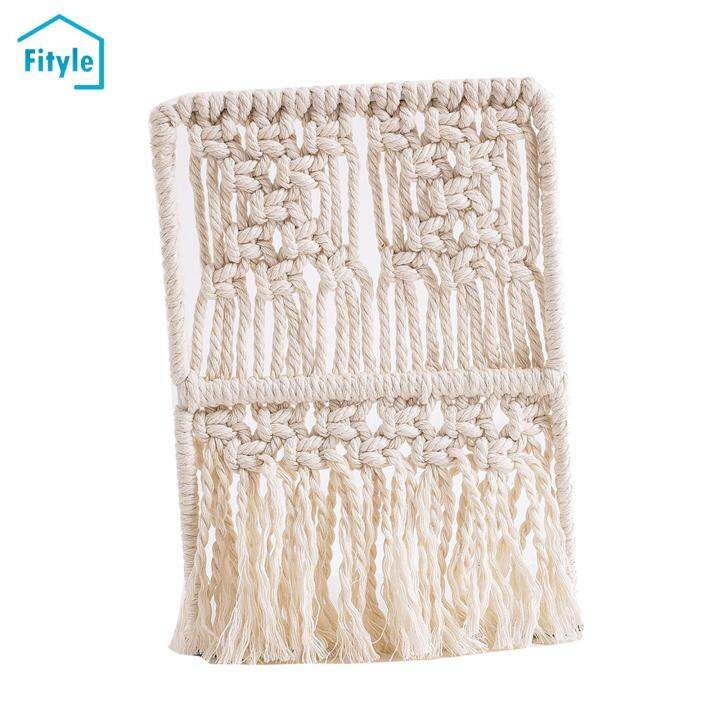 Fityle Boho Macrame Bookends Bookshelf Stopper Holder Organiser Vinyl