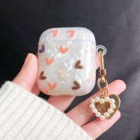 ✴✖ INS Retro Glossy Shell Pearl Case for Apple Airpods 1 2 Pro 3 Case Bluetooth Earphone Accessorie Headset Box Cute Heart Keychain