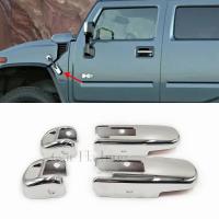 Hood Side Hinge Cover Trim Cap Guard For HUMMER H2 SUV SUT 2003 2009 Chrome 4PCS Car Accessories Side Marker Door lights trim