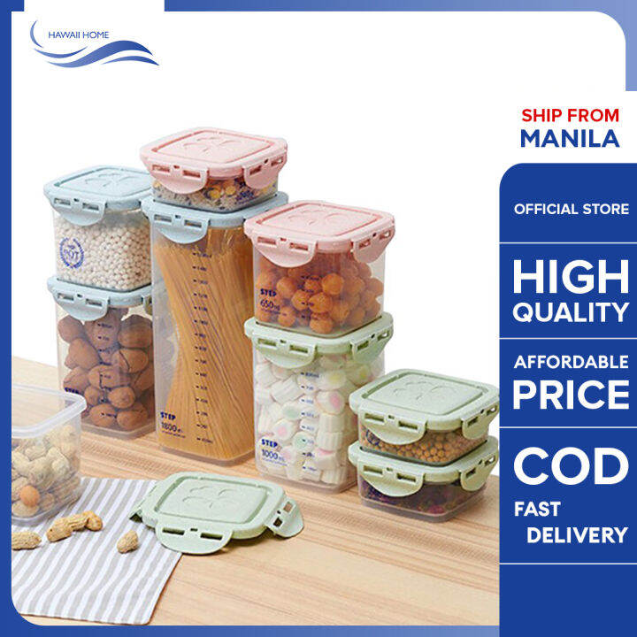 Hawaii Home Plastic Sealed Food Canister Storage Box Transparent Food Fresh Jar Bins Container