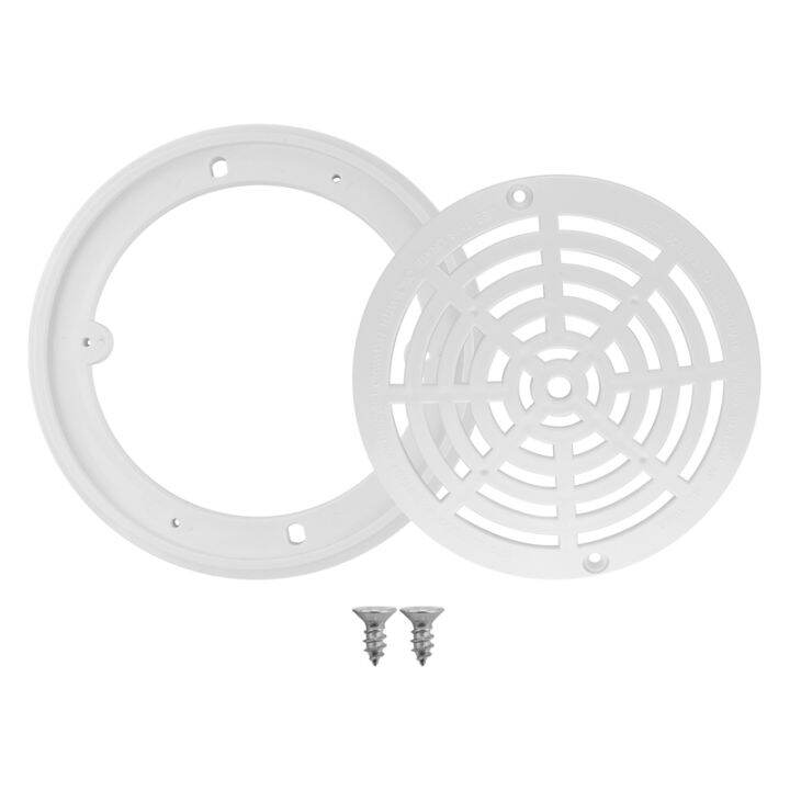 8Inch Pool Main Drain Cover the Top Grate Bottom Mounting Plates White ...