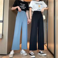 CODadoqkxDGE ?Ready stock?Wide-leg pants womens summer new Korean version loose slim straight-leg pants all-match casual nine-point pants