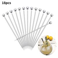 Behogar 18PCS Cocktail Fruit Sticks Skewers Toothpicks Reusable Stainless Steel Dessert Forks for Bar Home Christmas Party