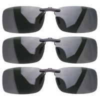 3X Unisex Clear Dark Green Polarized Lens Sunglasses Clip on Eyeglasses