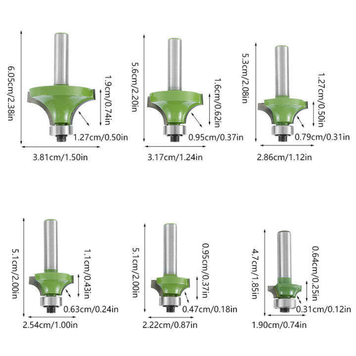 6ชิ้น8มม-ก้านกลมเราเตอร์บิตซีเมนต์คาร์ไบด์ปลายรอบเครื่องมือที่ตัดงานไม้เราต์เตอร์เอดจ์เราเตอร์เครื่องเจาะขดลวดสองชั้นสำหรับทำงาน3มิติที่ตัดงานไม้ตัดเราเตอร์แบบกลม