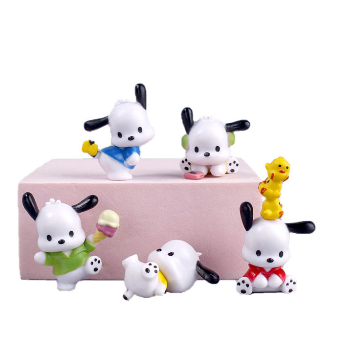 sanrio-โมเดลของเล่น-5ชิ้น-เซ็ตเครื่องประดับแฮนด์เมดสร้างสรรค์ตุ๊กตา-pochacco-โมเดลของเล่น-hiasan-mobil-ตกแต่งหน้าเค้ก