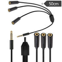 สายแยกหูฟัง 3ทาง 3.5mm (4-Pole) 3 Way Port Aux Multi Headphone Earphone Audio Splitter แต่ละช่อง รองรับ เสียงและไมค์