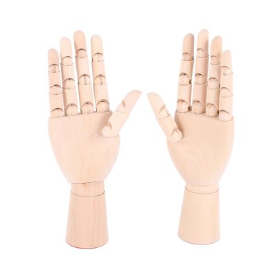7inch Wooden Sectioned Opposable Articulated Left/Right Hand Figure Manikin Hand Model for Drawing, Sketching, Painting (Left+Right Hand)