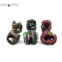 【UNIQUE】6pcs Resin Artificial Fish Tank Barrel Landscape Ornament Rock Cave Decor