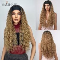 EASIHAIR Long Culy Headband Wig Brown Blonde Ombre Synthetic Wigs for Women Cosplay Natural Hair Headband Wig Heat Resistant [ Hot sell ] Toy Center 2