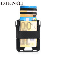 DIENQI Rfid New Card Men Money Clip Front Pocket Wallets Billfold Leather Metal Mini Male Purse Case Money Case Bag Wholesale
