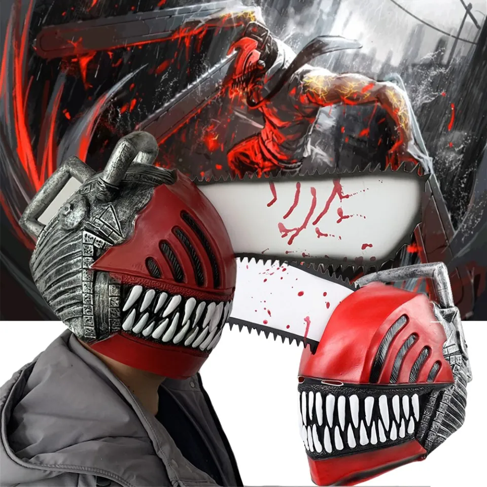 Anime Chainsaw Man Denji Pochita Cosplay Latex Mask Helmet Prop Halloween