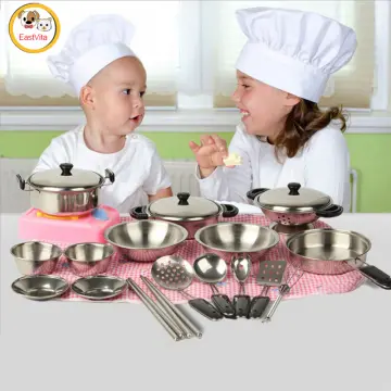 25pcs Mini Kitchen Utensils Toys Set For Kids Girl Stainless Steel