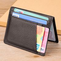 ☋♗△  Slim Mini Wallet Short Genuine Leather ID Credit Card Holders Driver  39;s License Cover Men Women Business Wallet Two Fold Purse