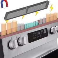 【CC】✎☫✢  Rack Organizer Stove Top Shelf with Magnets Silicone 2 Functional Partitions Spice Supplies