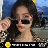 ✴∈❀ (JIUERBA)COD แว่นกันแดด Ulzzang เกาหลีสำหรับผู้หญิงกรอบโลหะสี่เหลี่ยมผืนผ้า Retro Shades สำหรับผู้หญิง