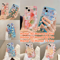 Aweven เคสเคสสำหรับ Honor 90 Honor 90 Pro Honor 80 Honor 80 Pro Honor 70 Honor 70 Pro Crossbody เคสโทรศัพท์ Bluray แววน้ำมันภาพวาดดอกไม้เพชรเคสแบบนุ่ม