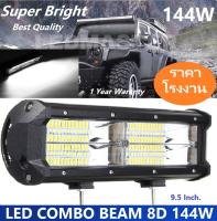 2022 Super Bright !! ไฟสปอร์ตไลท์รถยนต์ ไฟหน้ารถ ไฟท้าย 144W 12V-24V รุ่น LED COMBO BEAM 8D สว่างมากกกกกว่าเดิม *เเสงกระจายเเละเเสงพุ่ง* สำหรับอะไหล่รถ อุปกรณ