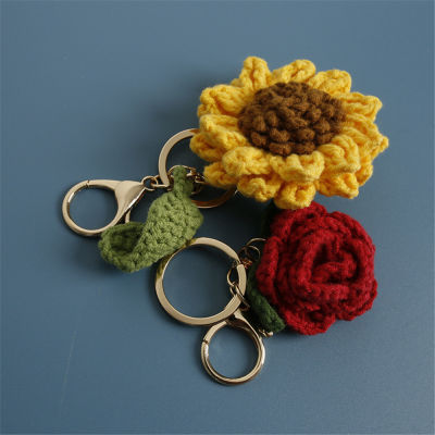 Exquisite Bag Accessories Gift Charm Pendant Crochet Rose Sunflower