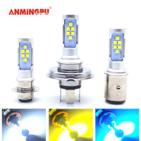 ANMINGPU 1Pcs ไฟหน้ารถจักรยานยนต์หลอดไฟ Led สำหรับมอเตอร์ H4 High Beam P15D H6 BA20D LED สีขาวสีเหลืองสีน้ำเงิน12W 1200LM